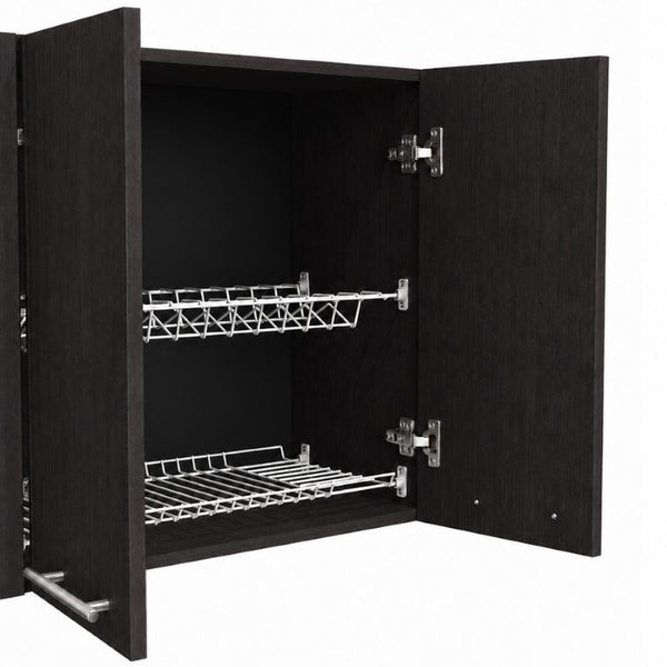English Elm Texas Wenge Finish Manufactured Wood Kitchen Sink Base and Wall Cabinet Storage Set B128S00321