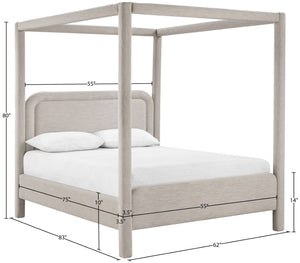 Meridian Furniture Salina Upholstered Canopy Full Bed Sculptural Frame for Modern and Contemporary Bedrooms Beige Linen Textured Fabric B1294Beige-F