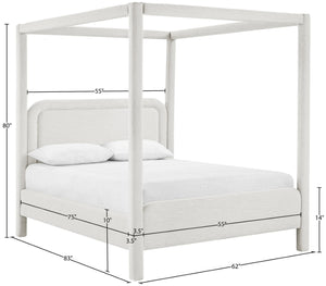 Meridian Furniture Salina Upholstered Canopy Full Bed Sculptural Frame for Modern and Contemporary Bedrooms Cream Linen Textured Fabric B1294Cream-F