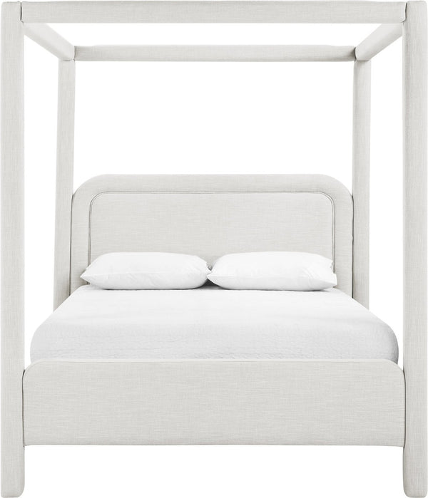Meridian Furniture Salina Upholstered Canopy Full Bed Sculptural Frame for Modern and Contemporary Bedrooms Cream Linen Textured Fabric B1294Cream-F