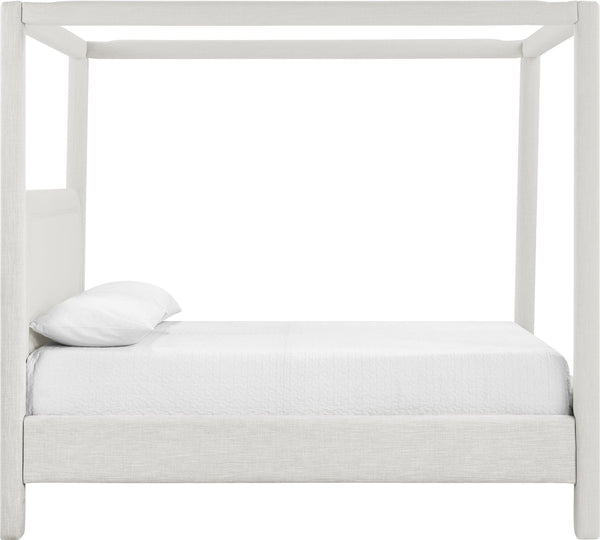 Meridian Furniture Salina Upholstered Canopy Full Bed Sculptural Frame for Modern and Contemporary Bedrooms Cream Linen Textured Fabric B1294Cream-F