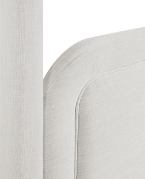 Meridian Furniture Salina Upholstered Twin Canopy Bed Sculptural Four Post Frame for Modern Bedroom Decor Cream Linen Textured Fabric B1294Cream-T