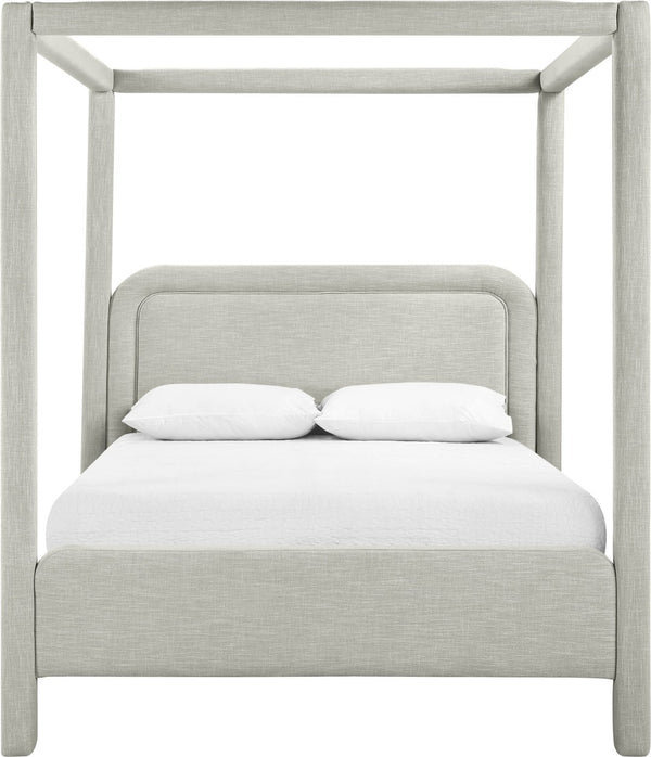 Meridian Furniture Salina Upholstered Canopy Full Bed Sculptural Frame for Modern and Contemporary Bedrooms Grey Linen Textured Fabric B1294Grey-F
