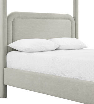 Meridian Furniture Salina Upholstered Canopy Full Bed Sculptural Frame for Modern and Contemporary Bedrooms Grey Linen Textured Fabric B1294Grey-F