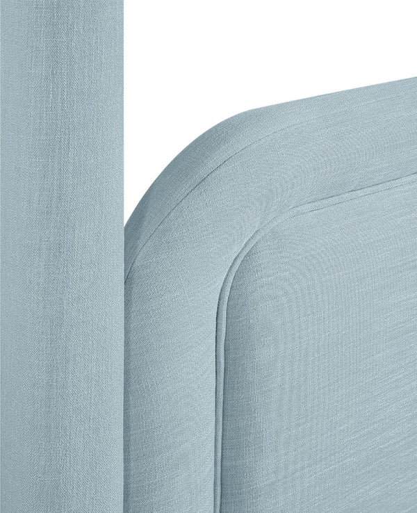 Meridian Furniture Salina Upholstered Twin Canopy Bed Sculptural Four Post Frame for Modern Bedroom Decor Light Blue Linen Textured Fabric B1294LtBlu-T