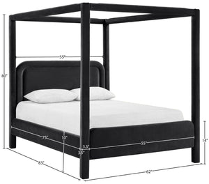 Meridian Furniture Salina Upholstered Canopy Full Bed Sculptural Frame for Modern and Contemporary Bedrooms Black Velvet B1295Black-F