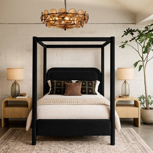 Meridian Furniture Salina Upholstered Canopy Full Bed Sculptural Frame for Modern and Contemporary Bedrooms Black Velvet B1295Black-F