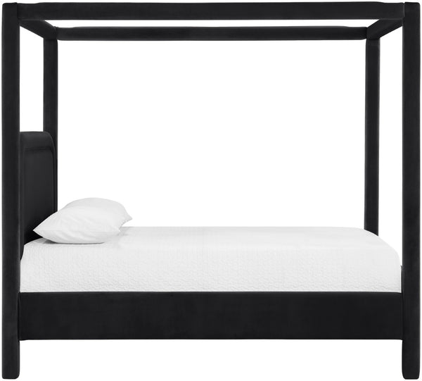 Meridian Furniture Salina Upholstered Canopy Full Bed Sculptural Frame for Modern and Contemporary Bedrooms Black Velvet B1295Black-F