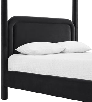 Meridian Furniture Salina Upholstered Canopy Full Bed Sculptural Frame for Modern and Contemporary Bedrooms Black Velvet B1295Black-F