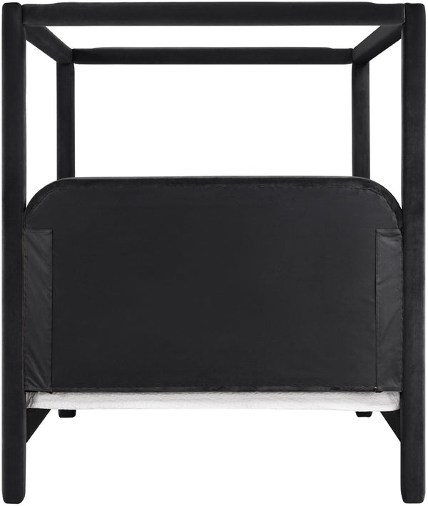 Meridian Furniture Salina Upholstered Canopy Queen Bed Four Post Sculptural Frame for Modern Bedrooms Black Velvet B1295Black-Q