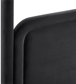 Meridian Furniture Salina Upholstered Canopy Queen Bed Four Post Sculptural Frame for Modern Bedrooms Black Velvet B1295Black-Q