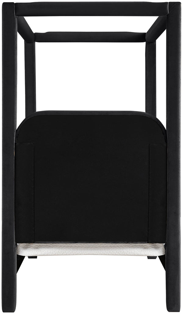 Meridian Furniture Salina Upholstered Twin Canopy Bed Sculptural Four Post Frame for Modern Bedroom Decor Black Velvet B1295Black-T