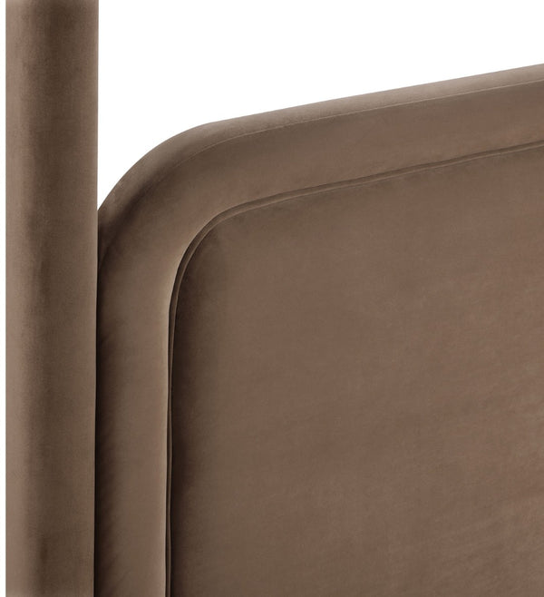 Meridian Furniture Salina Upholstered Canopy Full Bed Sculptural Frame for Modern and Contemporary Bedrooms Brown Velvet B1295Brown-F