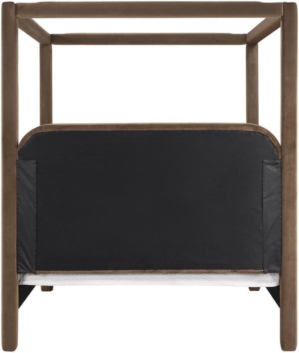 Meridian Furniture Salina Upholstered Canopy King Bed with Sculptural Four Post Frame for Modern Bedrooms Brown Velvet B1295Brown-K