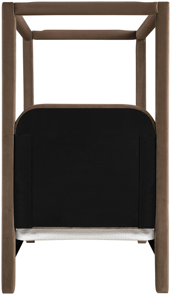 Meridian Furniture Salina Upholstered Twin Canopy Bed Sculptural Four Post Frame for Modern Bedroom Decor Brown Velvet B1295Brown-T