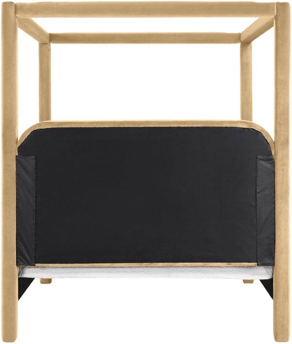 Meridian Furniture Salina Upholstered Canopy Full Bed Sculptural Frame for Modern and Contemporary Bedrooms Camel Velvet B1295Camel-F