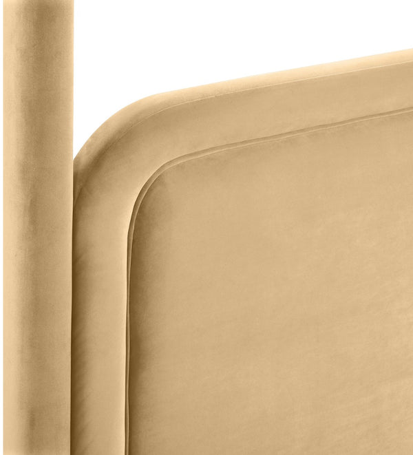 Meridian Furniture Salina Upholstered Canopy Full Bed Sculptural Frame for Modern and Contemporary Bedrooms Camel Velvet B1295Camel-F