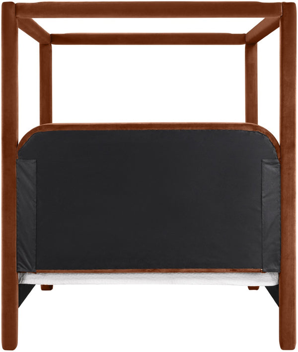 Meridian Furniture Salina Upholstered Canopy Full Bed Sculptural Frame for Modern and Contemporary Bedrooms Cognac Velvet B1295Cognac-F