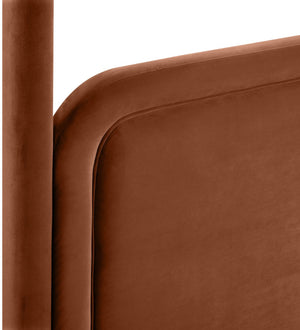 Meridian Furniture Salina Upholstered Canopy Full Bed Sculptural Frame for Modern and Contemporary Bedrooms Cognac Velvet B1295Cognac-F