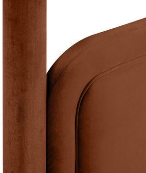 Meridian Furniture Salina Upholstered Twin Canopy Bed Sculptural Four Post Frame for Modern Bedroom Decor Cognac Velvet B1295Cognac-T