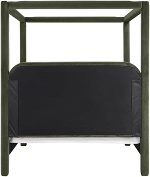 Meridian Furniture Salina Upholstered Canopy Full Bed Sculptural Frame for Modern and Contemporary Bedrooms Green Velvet B1295Green-F