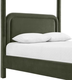 Meridian Furniture Salina Upholstered Canopy Full Bed Sculptural Frame for Modern and Contemporary Bedrooms Green Velvet B1295Green-F