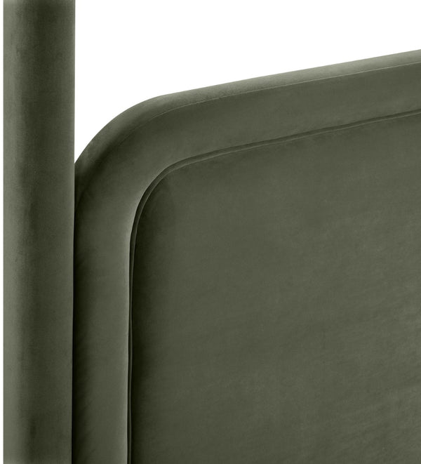Meridian Furniture Salina Upholstered Canopy King Bed with Sculptural Four Post Frame for Modern Bedrooms Green Velvet B1295Green-K