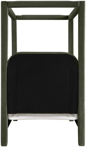 Meridian Furniture Salina Upholstered Twin Canopy Bed Sculptural Four Post Frame for Modern Bedroom Decor Green Velvet B1295Green-T