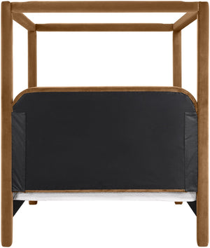 Meridian Furniture Salina Upholstered Canopy Full Bed Sculptural Frame for Modern and Contemporary Bedrooms Saddle Velvet B1295Saddle-F