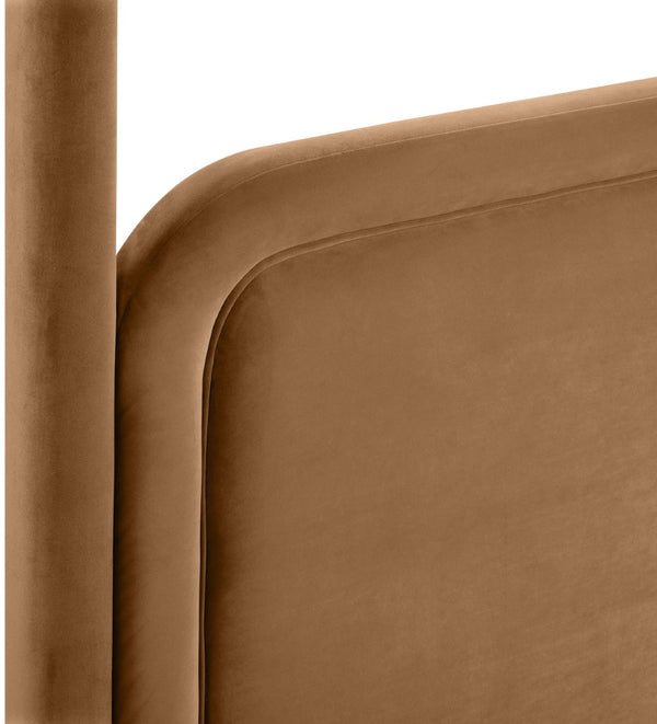 Meridian Furniture Salina Upholstered Canopy Full Bed Sculptural Frame for Modern and Contemporary Bedrooms Saddle Velvet B1295Saddle-F