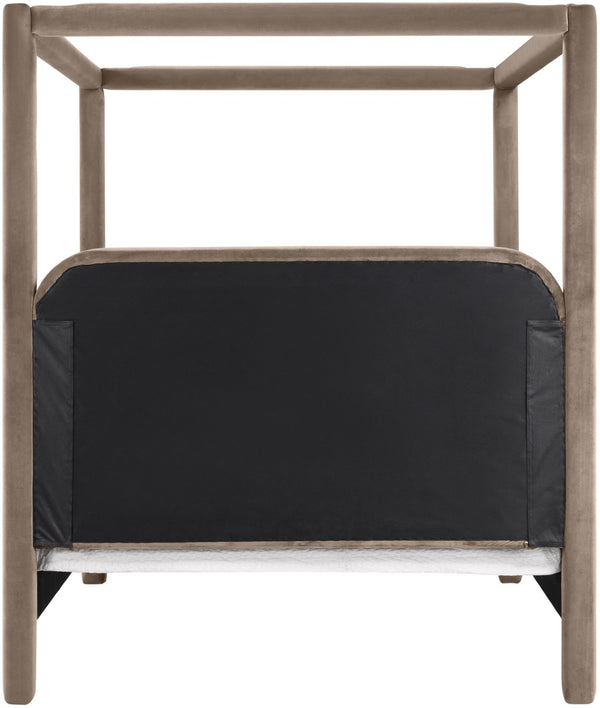 Meridian Furniture Salina Upholstered Canopy Full Bed Sculptural Frame for Modern and Contemporary Bedrooms Taupe Velvet B1295Taupe-F