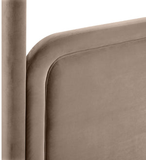 Meridian Furniture Salina Upholstered Canopy Full Bed Sculptural Frame for Modern and Contemporary Bedrooms Taupe Velvet B1295Taupe-F