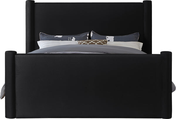 Elias Black Velvet Full Bed B1298Black-F Meridian Furniture