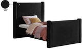 Elias Black Velvet Twin Bed B1298Black-T Meridian Furniture