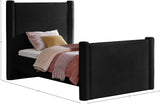 Elias Black Velvet Twin Bed B1298Black-T Meridian Furniture