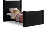 Elias Black Velvet Twin Bed B1298Black-T Meridian Furniture