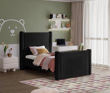 Elias Black Velvet Twin Bed B1298Black-T Meridian Furniture