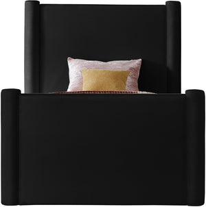 Elias Black Velvet Twin Bed B1298Black-T Meridian Furniture