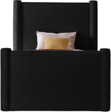 Elias Black Velvet Twin Bed B1298Black-T Meridian Furniture