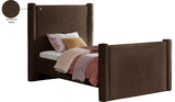 Elias Brown Velvet Twin Bed B1298Brown-T Meridian Furniture