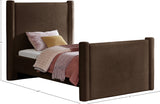 Elias Brown Velvet Twin Bed B1298Brown-T Meridian Furniture