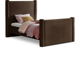 Elias Brown Velvet Twin Bed B1298Brown-T Meridian Furniture