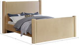 Elias Camel Velvet Queen Bed B1298Camel-Q Meridian Furniture