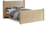 Elias Camel Velvet Queen Bed B1298Camel-Q Meridian Furniture