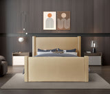 Elias Camel Velvet Queen Bed B1298Camel-Q Meridian Furniture