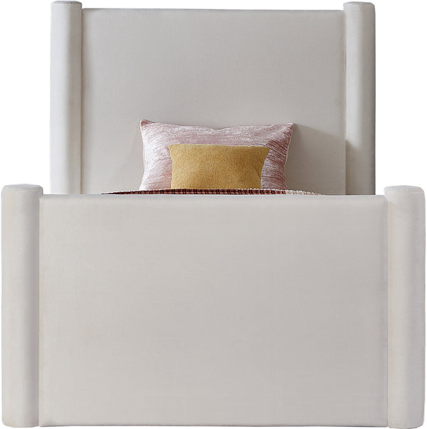 Elias Cream Velvet Twin Bed B1298Cream-T Meridian Furniture