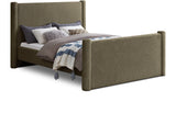 Elias Olive Green Boucle Fabric King Bed B1299Olive-K Meridian Furniture