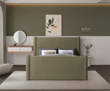 Elias Olive Green Boucle Fabric King Bed B1299Olive-K Meridian Furniture