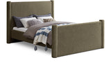 Elias Olive Green Boucle Fabric Queen Bed B1299Olive-Q Meridian Furniture