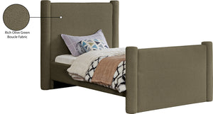 Elias Olive Green Boucle Fabric Twin Bed B1299Olive-T Meridian Furniture